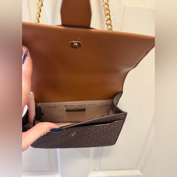 Michael Kors Dark Brown and Gold Crossbody Bag - Picture 3 of 3